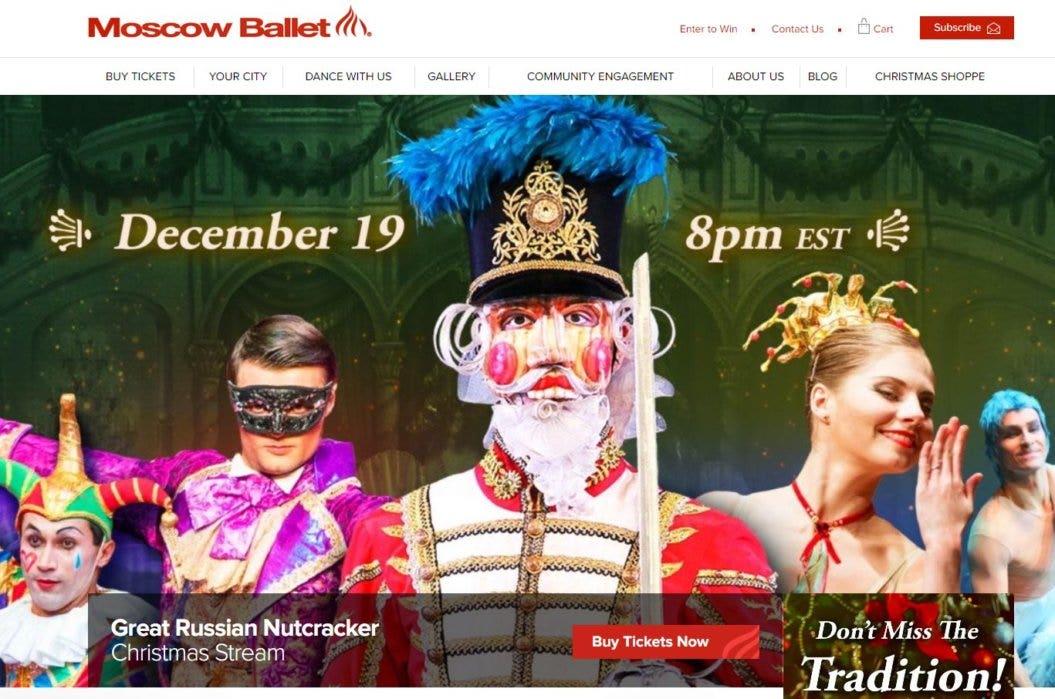 virtual event example moscow ballet homepage