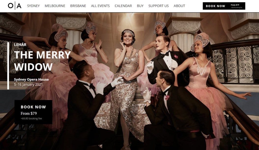 opera australia homepage virtual event example