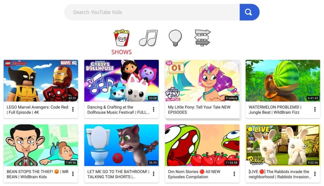 Screenshot from YouTube Kids