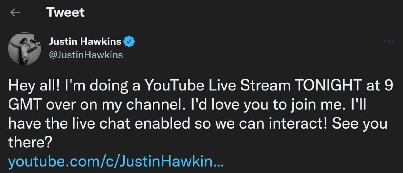 YouTube Livestream Twitter Announcement