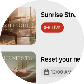 Live class schedule with Live badge