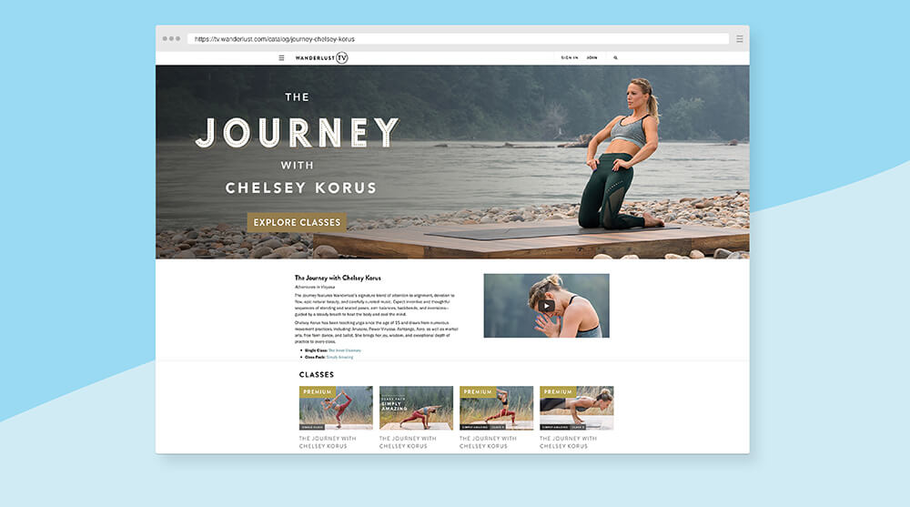 Wanderlust online yoga classes program page