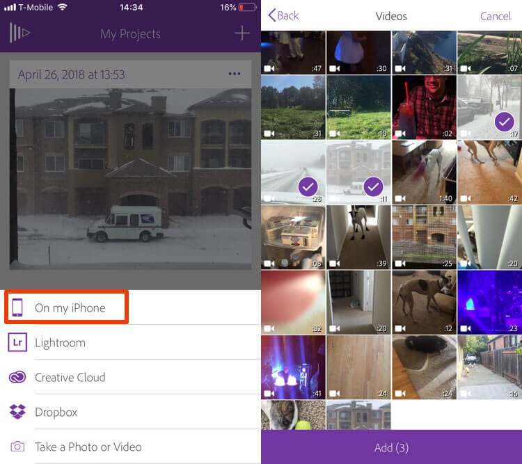 Choose the video files