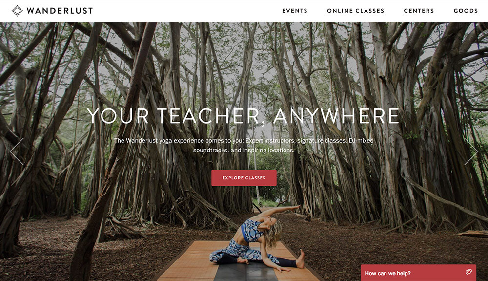 Wanderlust homepage CTA
