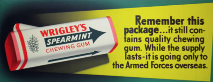 Wrigley company package of Spearmint chewing gum