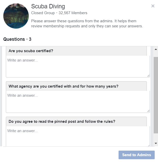 scuba diving group facebook