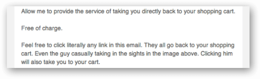 abandoned cart email body link