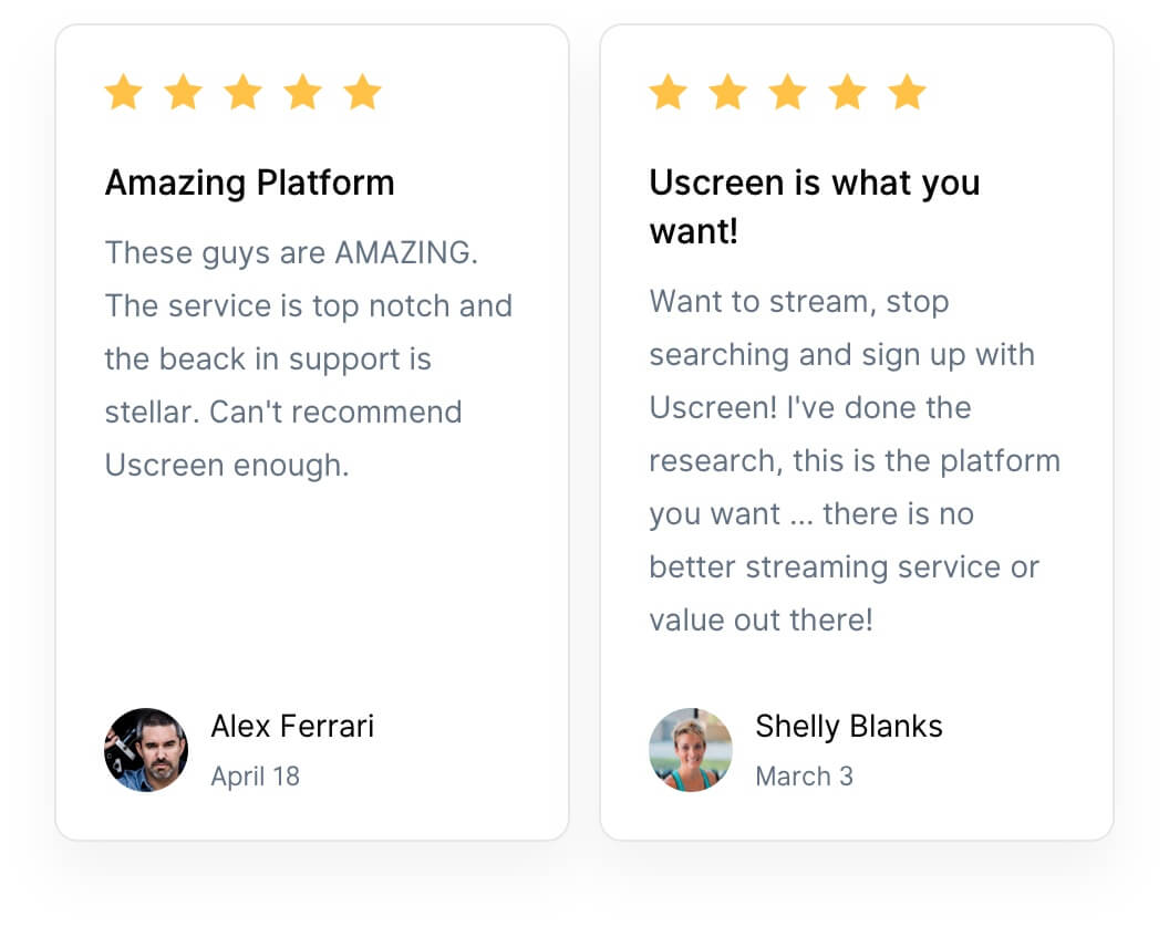 uscreen client testimonials and reviews