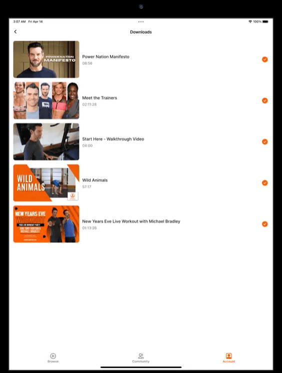 Image showing Power Nation's fitness app on an iPad preview.