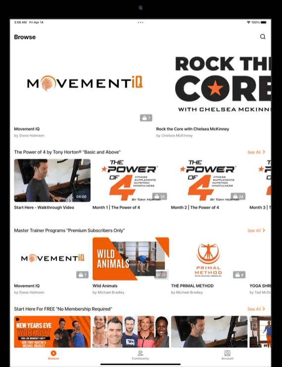 Image showing Power Nation's fitness app on an iPad preview.