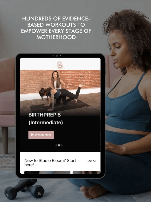 Image showing the preview for a fitness app called Studio Bloom.