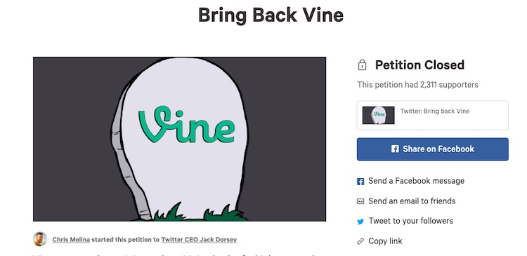 Bring back Vine petition