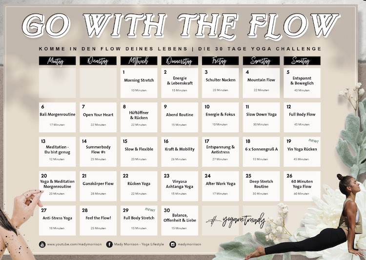 Mady Morrison yoga challenge calendar