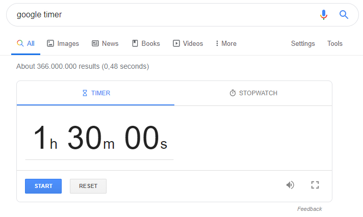 90-20 productivity method timer