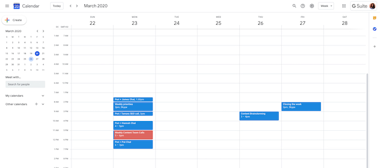 Google remote work calendar