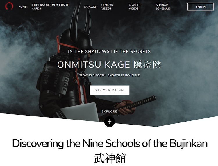 Onmitsu Kage video live stream martial arts vod homepage