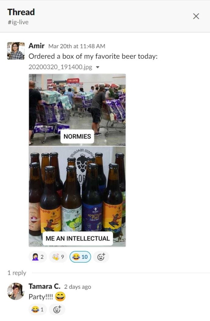 Slack remote work team chat