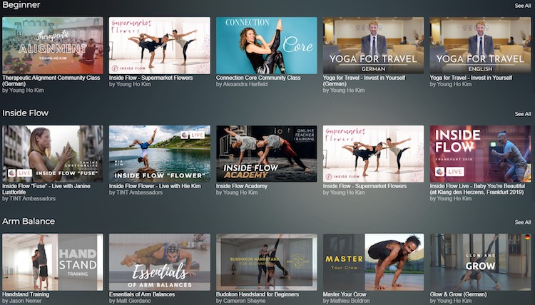 Tint Yoga video catalog