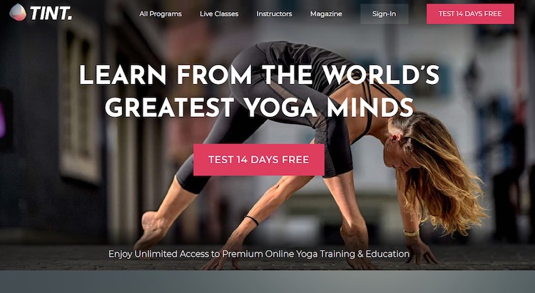 Tint Yoga video subscription homepage