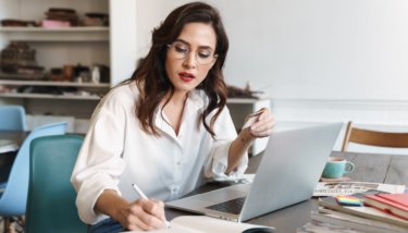 Woman working at laptop