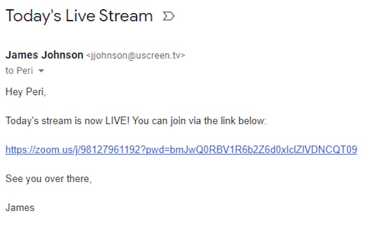 Zoom meeting email reminder