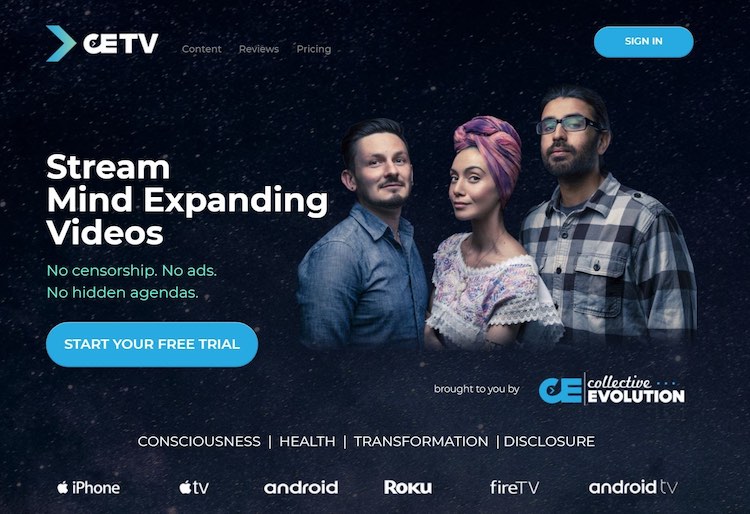 CETV streaming homepage
