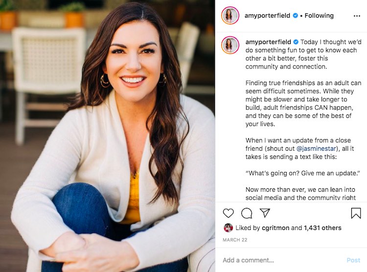 Amy Porterfield Instagram post