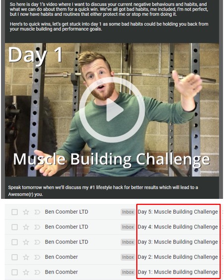 Ben Coomber email video series example