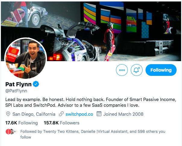 Pat Flynn Twitter account