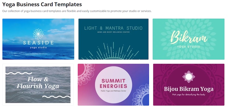 Canva yoga business card templates