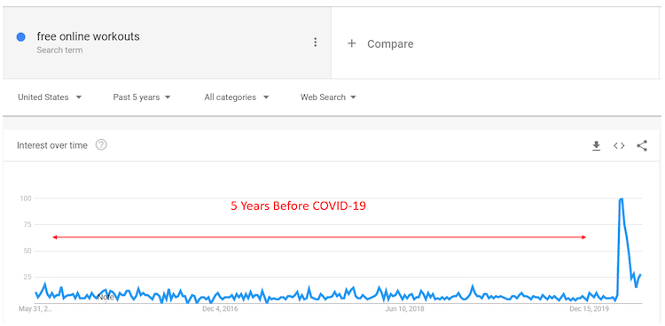 Free online workout Google trends 5 months before COVID-19