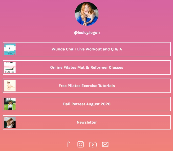 Lesley Logan's Instagram Linktree