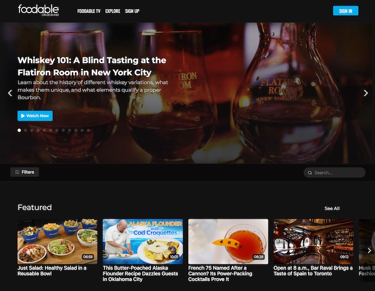 Foodable VOD catalog featured category