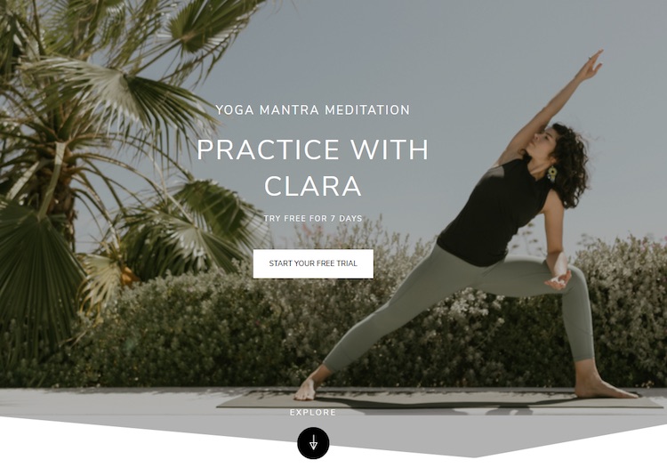 Practice with Clara Yoga SVOD homepage