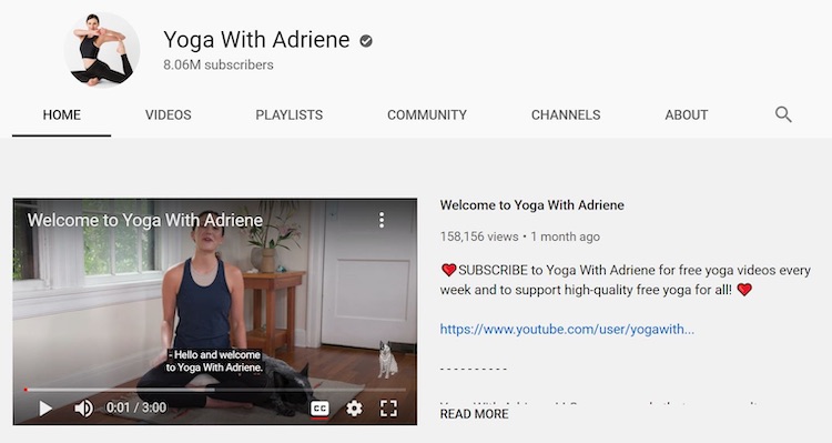 Yoga with Adriene YouTube channel