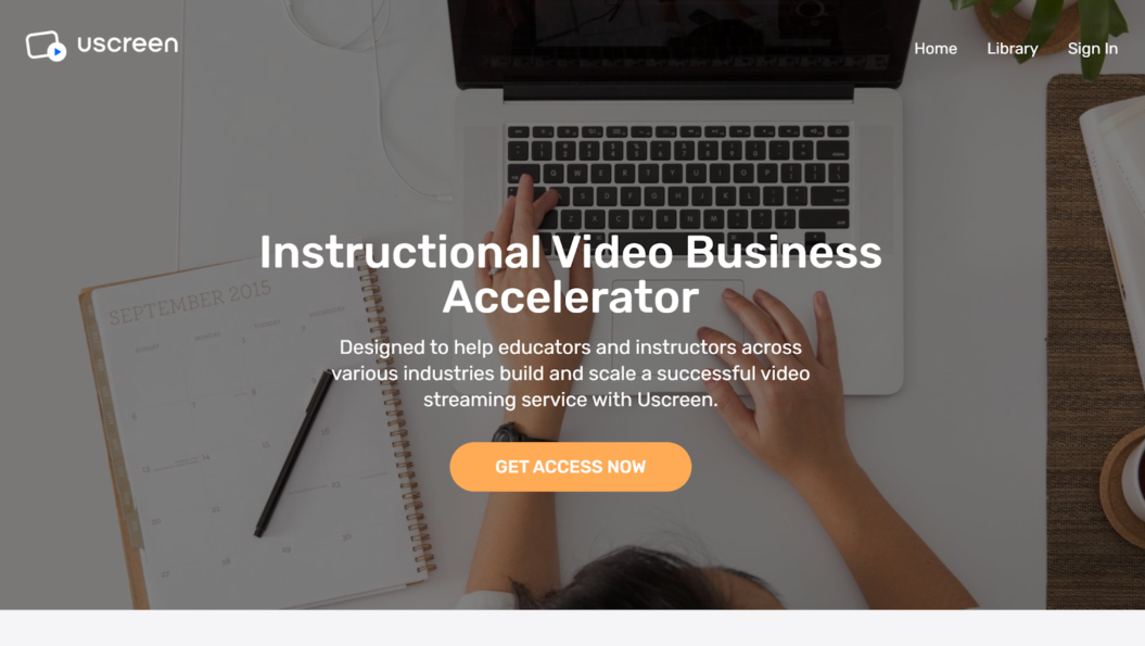 Uscreen's elearning video business accelerator landing page 