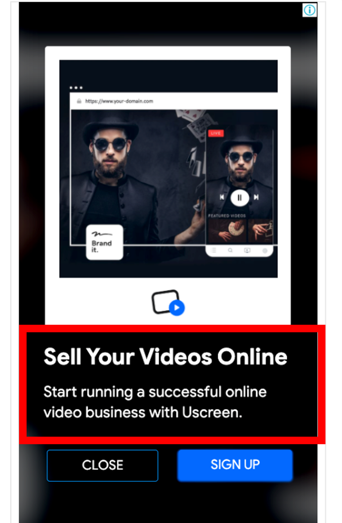 Uscreen copywrite paid ad example