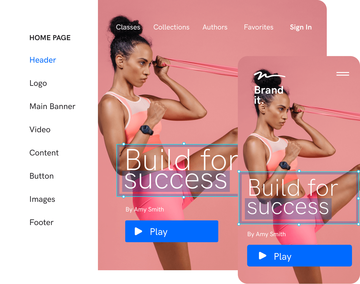 Video website builder with customizations