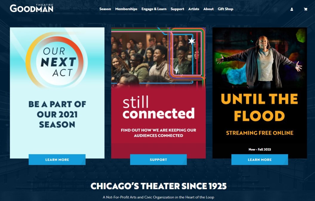 virtual event example the goodman theatre homepage