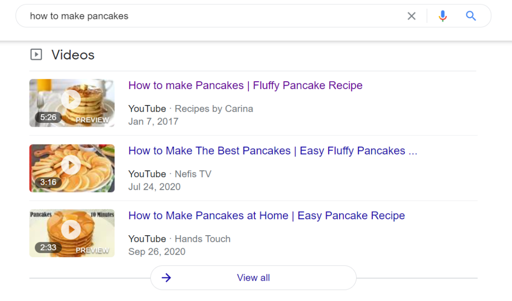 how to make pancakes google video carousel 