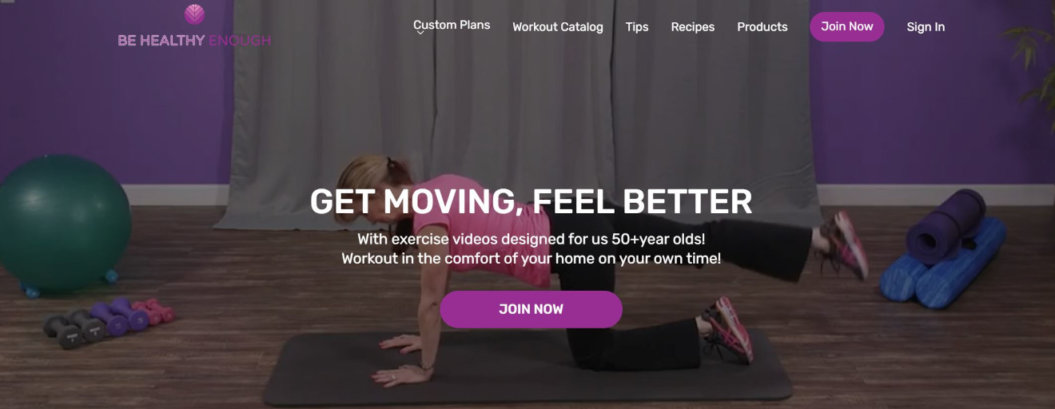 A screenshot of Be Healthy Enough's platform.