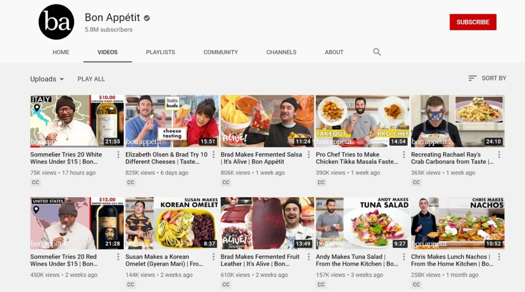 video marketing bon appetit vlog