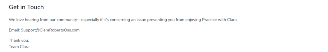 get in touch faq practice with clara