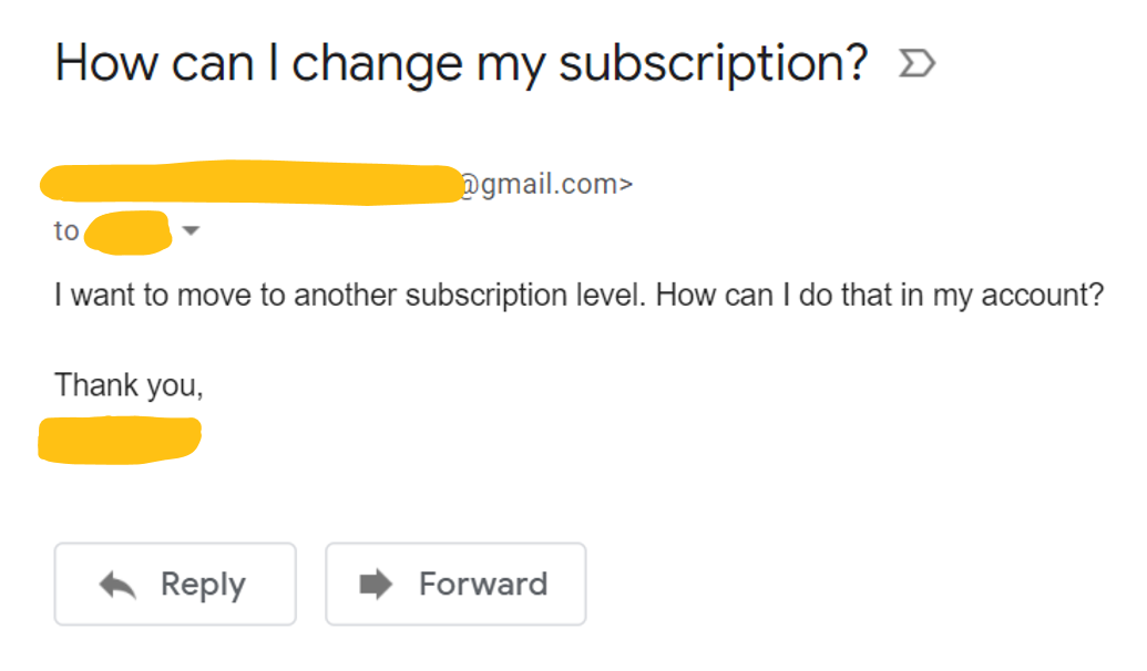 customer support email faq example