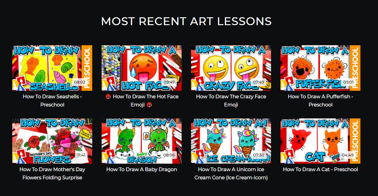 art for kids website screenshots