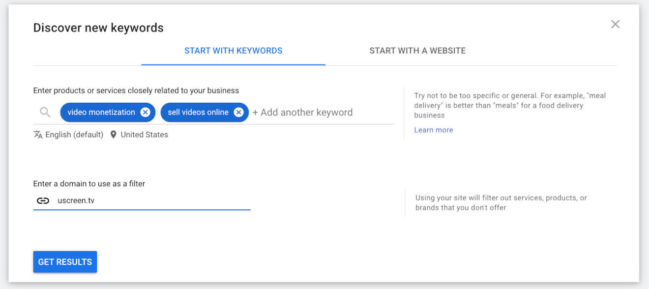 google ads keywords research