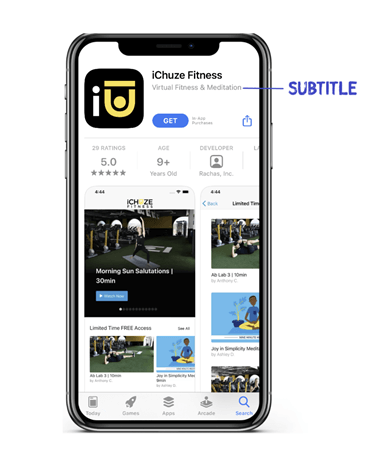 ichuze fitness app store subtitle optimization