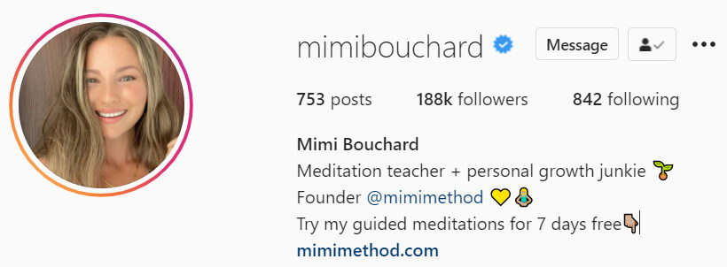 mimi bouchard instagram bio