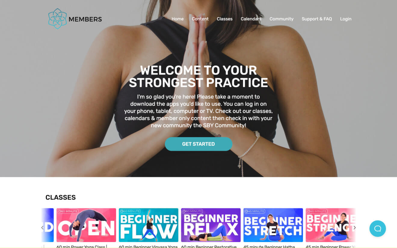 sarah beth yoga membership site landing page
