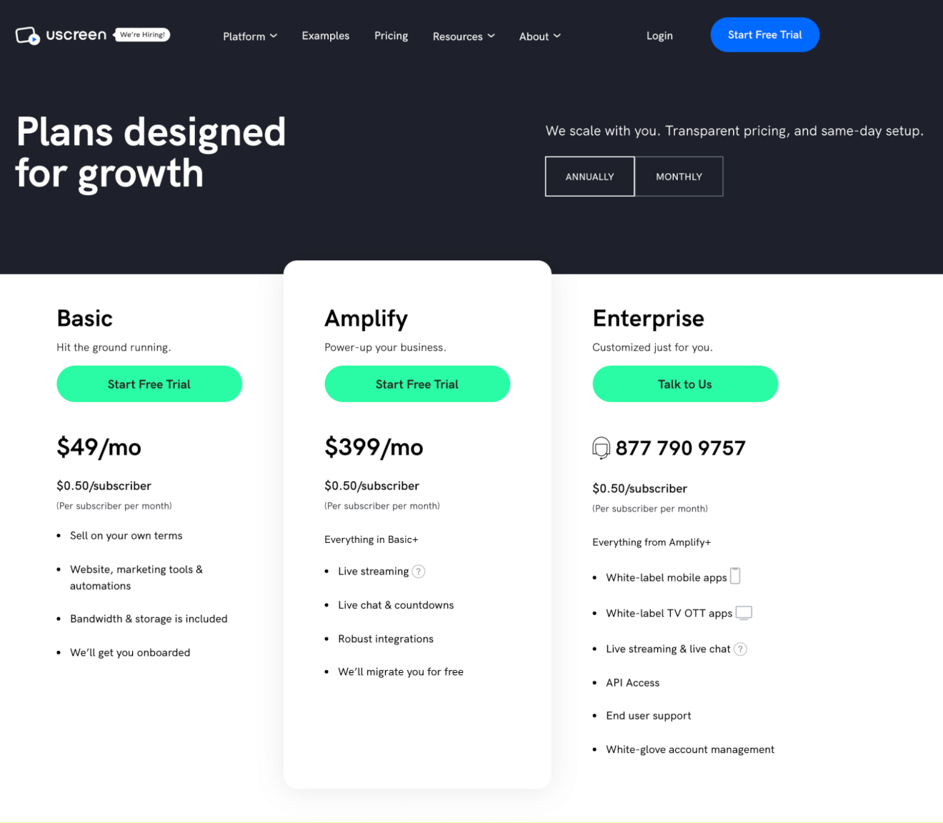 uscreen pricing